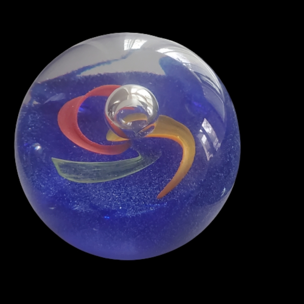 Glass Paperweight, hand made "wheel of fortune" .Caithness. Made in Scotland
